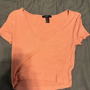 Women’s forever 21 pink vneck ribbed top SIZE MEDIUM